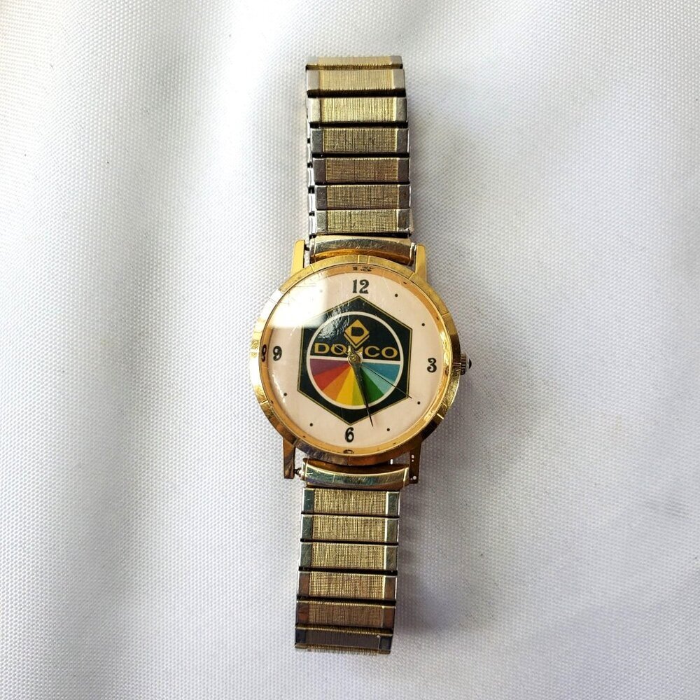Domco Vintage Mens Wristwatch With Speidel USA Gold/Silver Expansion Band 12 hr - Picture 10 of 11